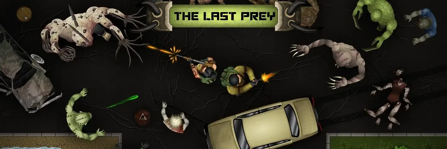 Painted key art: survivors firing into a wall of infected around the game logo